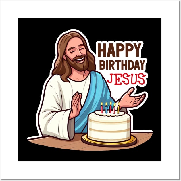 Happy Birthday Jesus Wall Art by Plushism